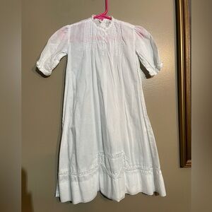 Vintage Antique Handmade White Cotton Embroidered Christening Gown